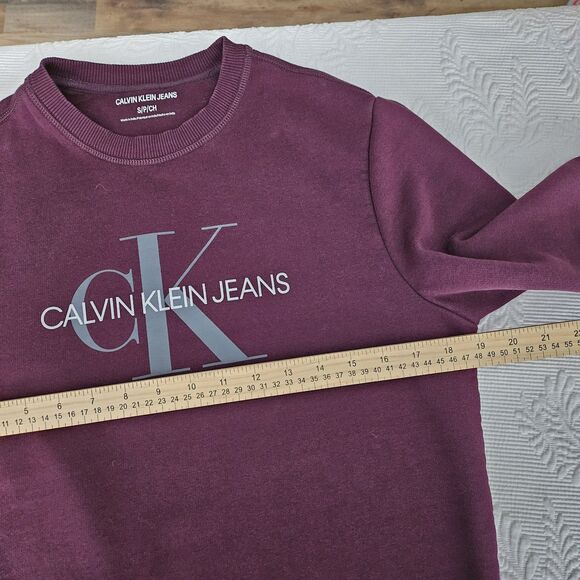 Calvin Klein Purple Gray Long Sleeve Crew Neck Sweatshirt size Small - Picture 6 of 7